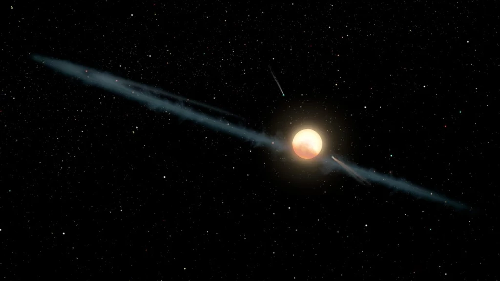 Możliwe wyjaśnienie spadków jasności KIC 8462852 - dysk pyłowy wokół gwiazdy