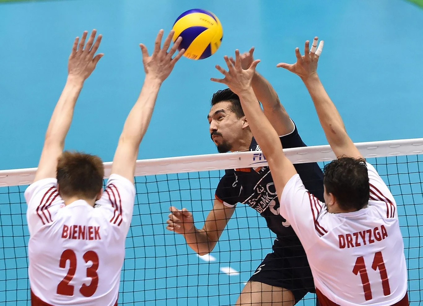 Mateusz Bieniek i Fabian Drzyzga w meczu z reprezentacją Iranu