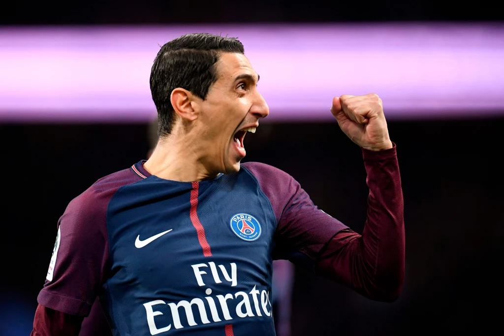 Angel Di Maria cieszy się z gola dla PSG Angel Di Maria cieszy się z gola dla PSG