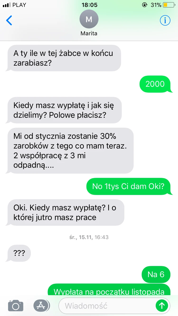 Screen rozmowy Klaudii z Maritą Screen rozmowy Klaudii z Maritą