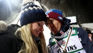 Kamil Stoch (P) z żoną Ewą Bilan-Stoch