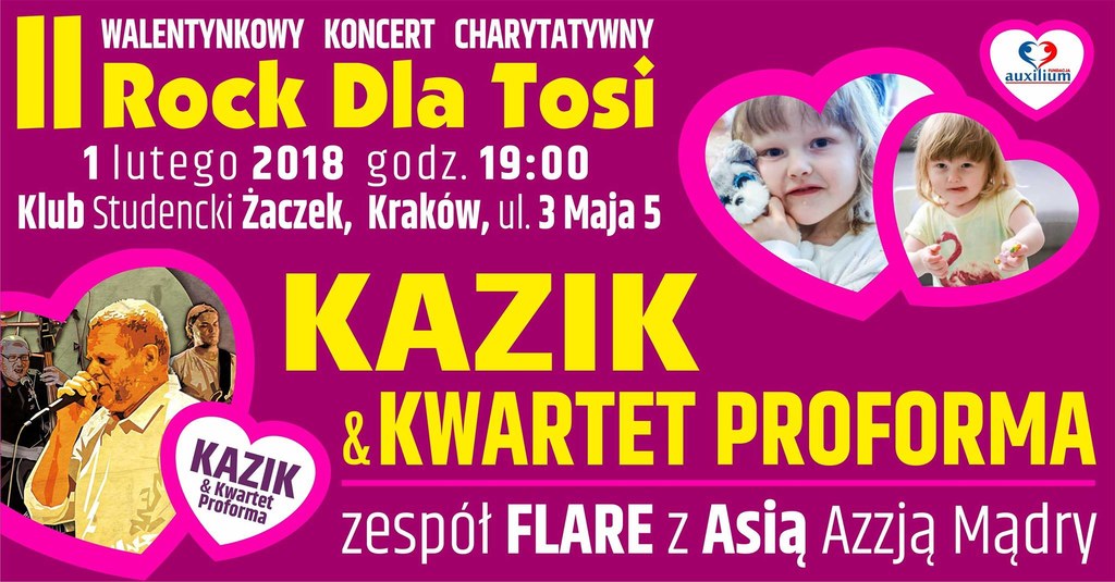 Plakat zapowiadający koncert "Rock dla Tosi"