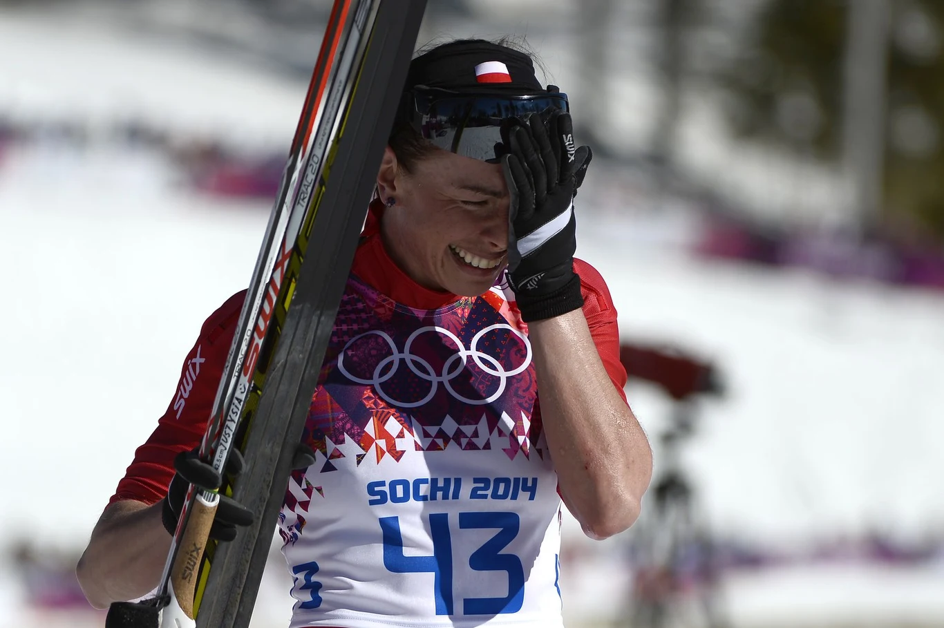 W Soczi Justyna Kowalczyk po zdobyciu złotego medalu w Soczi