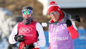 Justyna Kowalczyk (L) z trenerem Aleksandrem Wierietelnym 