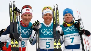 Od lewej: Marit Bjoergen, Charlotte Kalla i Krista Parmakoski