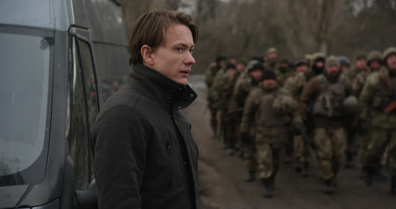 Mantas Janciauskas w scenie z filmu "Szron" Mantas Janciauskas w scenie z filmu "Szron"