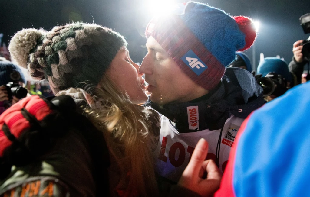Kamil Stoch z żoną Ewą