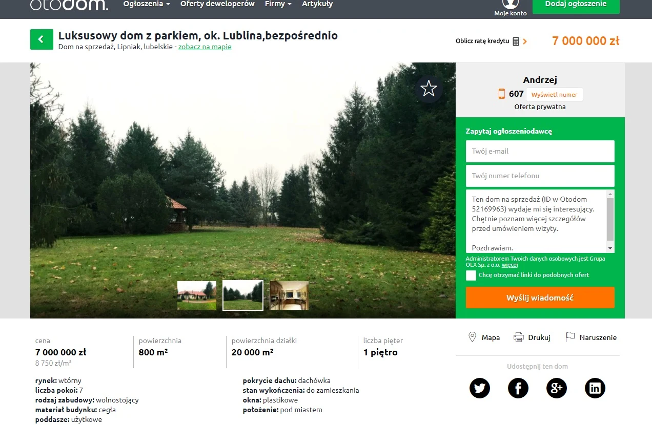 Willa Pietrasów (Screen ze strony: otodom.pl) Willa Pietrasów (Screen ze strony: otodom.pl)