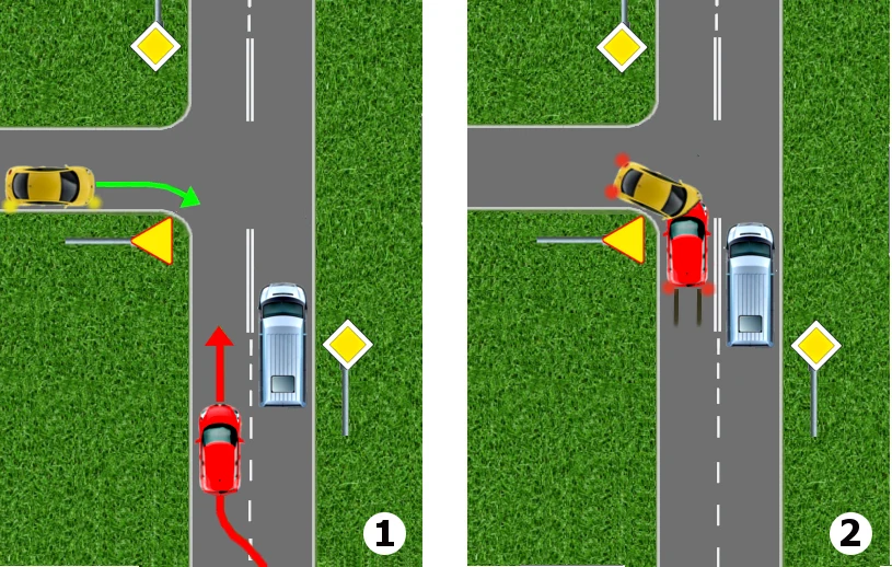 Inny wariant niebezpiecznego wyprzedzania przed skrzyżowaniem Inny wariant niebezpiecznego wyprzedzania przed skrzyżowaniem