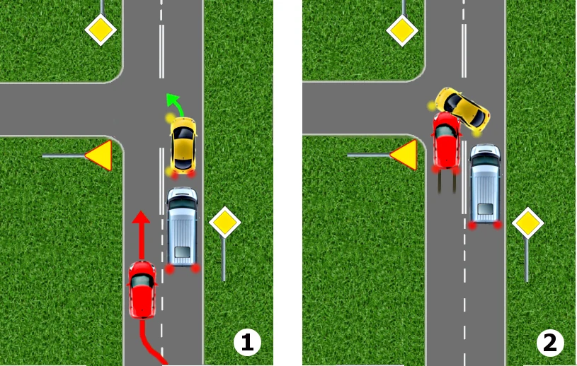 Zabronione jest wyprzedzanie skręcającego pojazdu z lewej strony Zabronione jest wyprzedzanie skręcającego pojazdu z lewej strony
