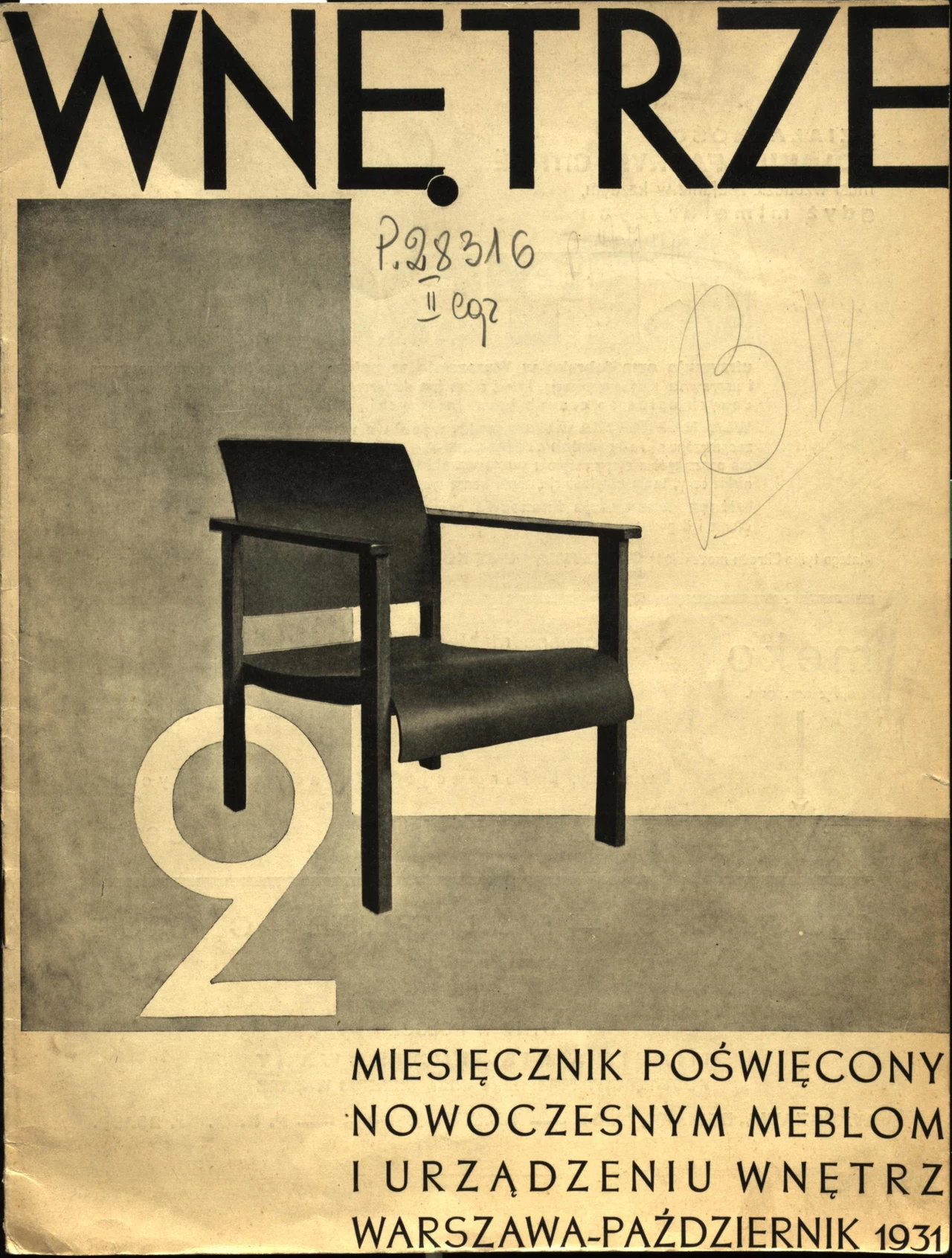 „Wnętrze. Miesięcznik Poświęcony Nowoczesnym Meblom i Urządzaniu Wnętrz” 1931, nr 2, okładka, Biblioteka Narodowa „Wnętrze. Miesięcznik Poświęcony Nowoczesnym Meblom i Urządzaniu Wnętrz” 1931, nr 2, okładka, Biblioteka Narodowa