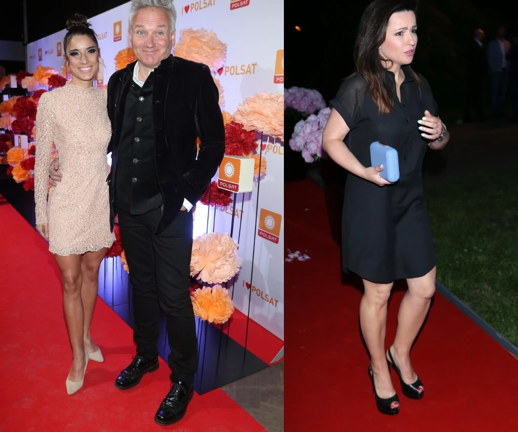 Jarek Kret z taneczną partnerką i Beata Tadla