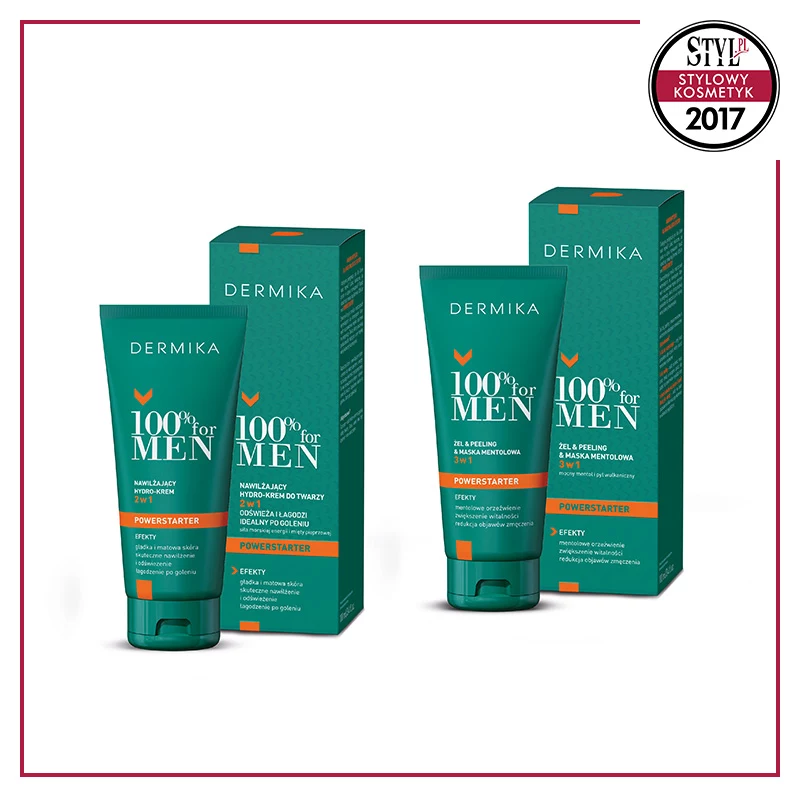 Kategoria: Pielęgnacja mężczyzn, Nagroda Specjalna Redakcji STYL.PL: 100% for Men POWERSTARTER!; Dermika Kategoria: Pielęgnacja mężczyzn, Nagroda Specjalna Redakcji STYL.PL: 100% for Men POWERSTARTER!; Dermika