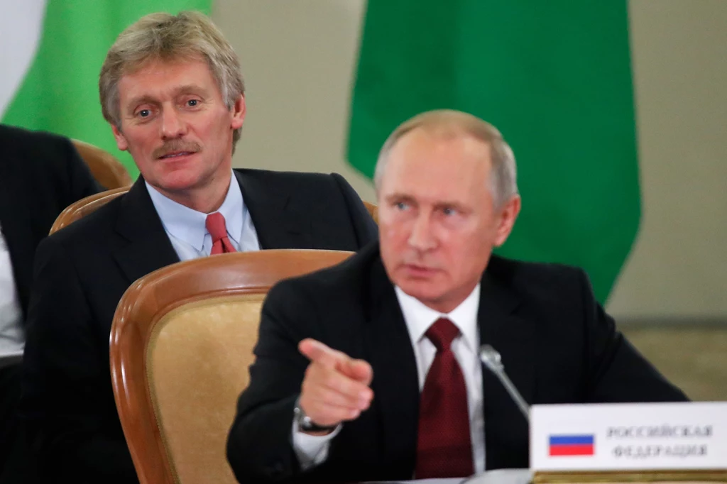 Prezydent Władimir Putin i rzecznik Kremla Siergiej Pieskow Prezydent Władimir Putin i rzecznik Kremla Siergiej Pieskow