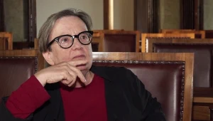 Agnieszka Holland podczas spotkania z dziennikarzami na planie filmu "Gareth Jones" w Krakowie