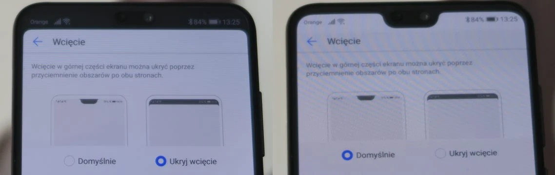 Po lewej - wycięcie zostało schowane. Po prawej - widoczne w całej okazałości Po lewej - wycięcie zostało schowane. Po prawej - widoczne w całej okazałości