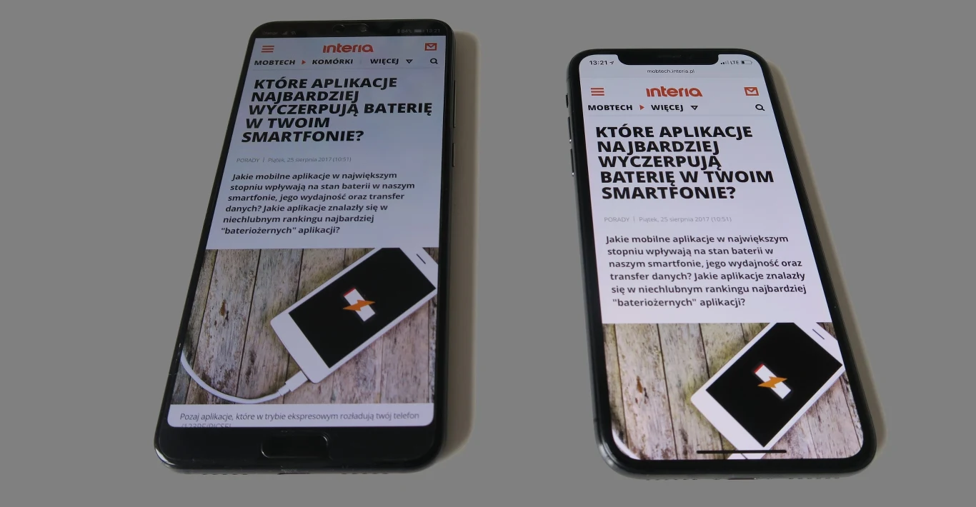 Huawei P20 Pro (po lewej) i Apple iPhone X (po prawej) Huawei P20 Pro (po lewej) i Apple iPhone X (po prawej)