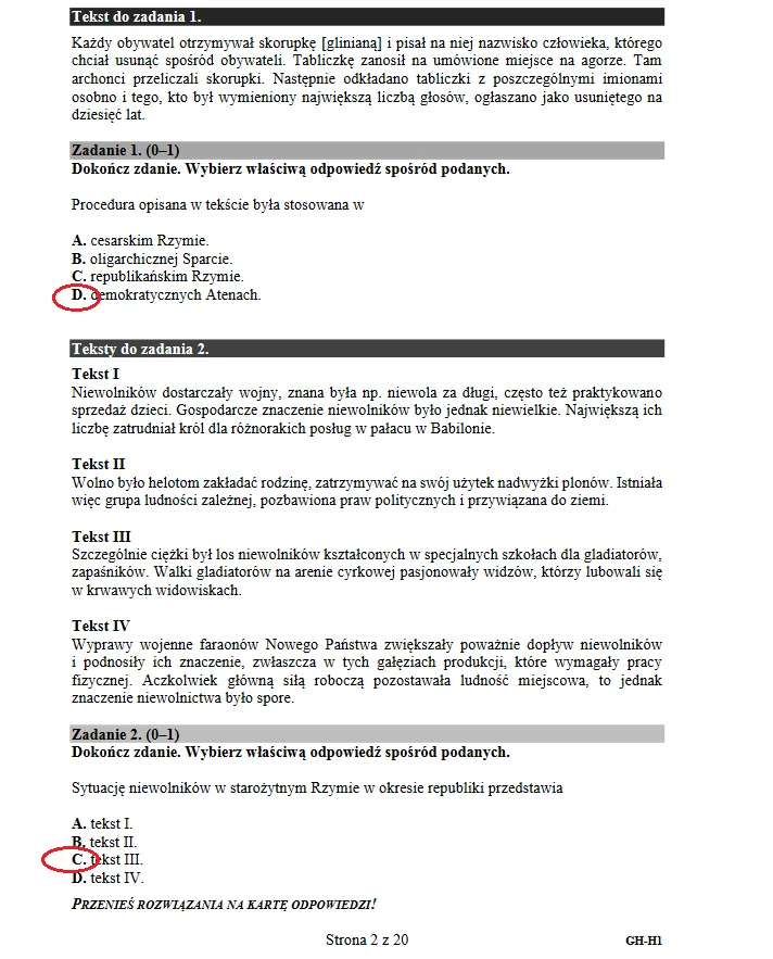 Egzamin gimnazjalny 2018. Historia i WOS 