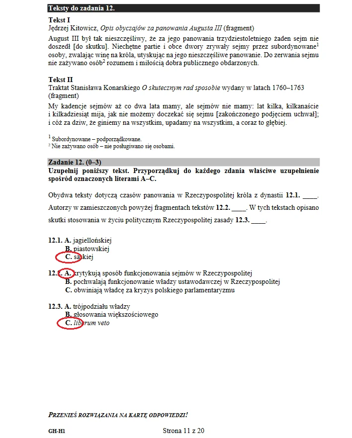 Egzamin gimnazjalny 2018. Historia i WOS 