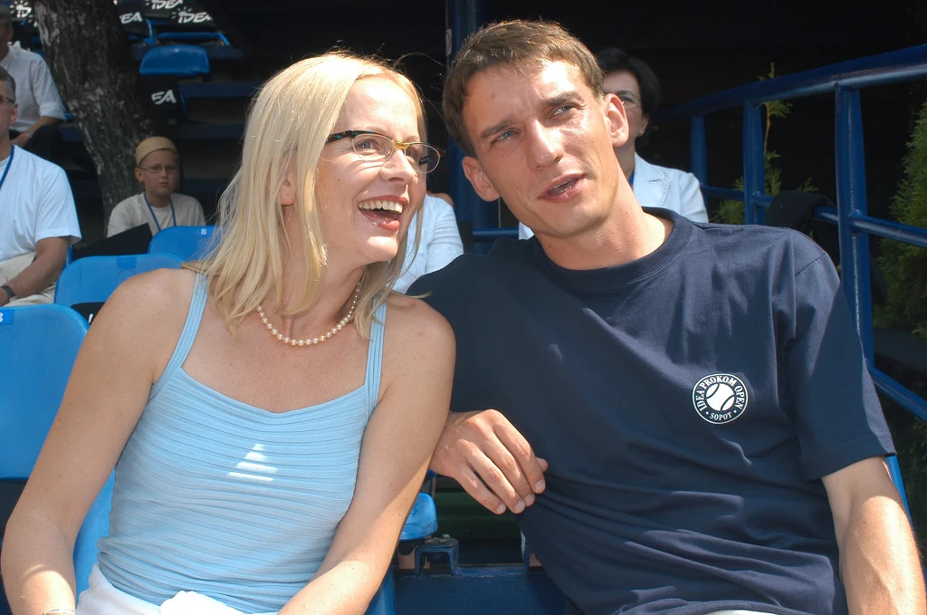 Agnieszka Krukówna z mężem w 2003 roku  Agnieszka Krukówna z mężem w 2003 roku