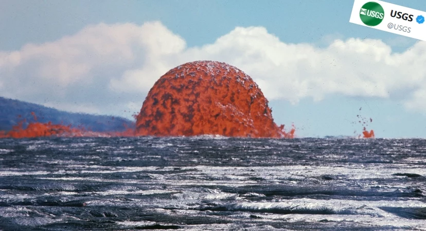 Fotografia erupcji wulkanu Kilauea z 1969 roku / fot: J.B. Judd