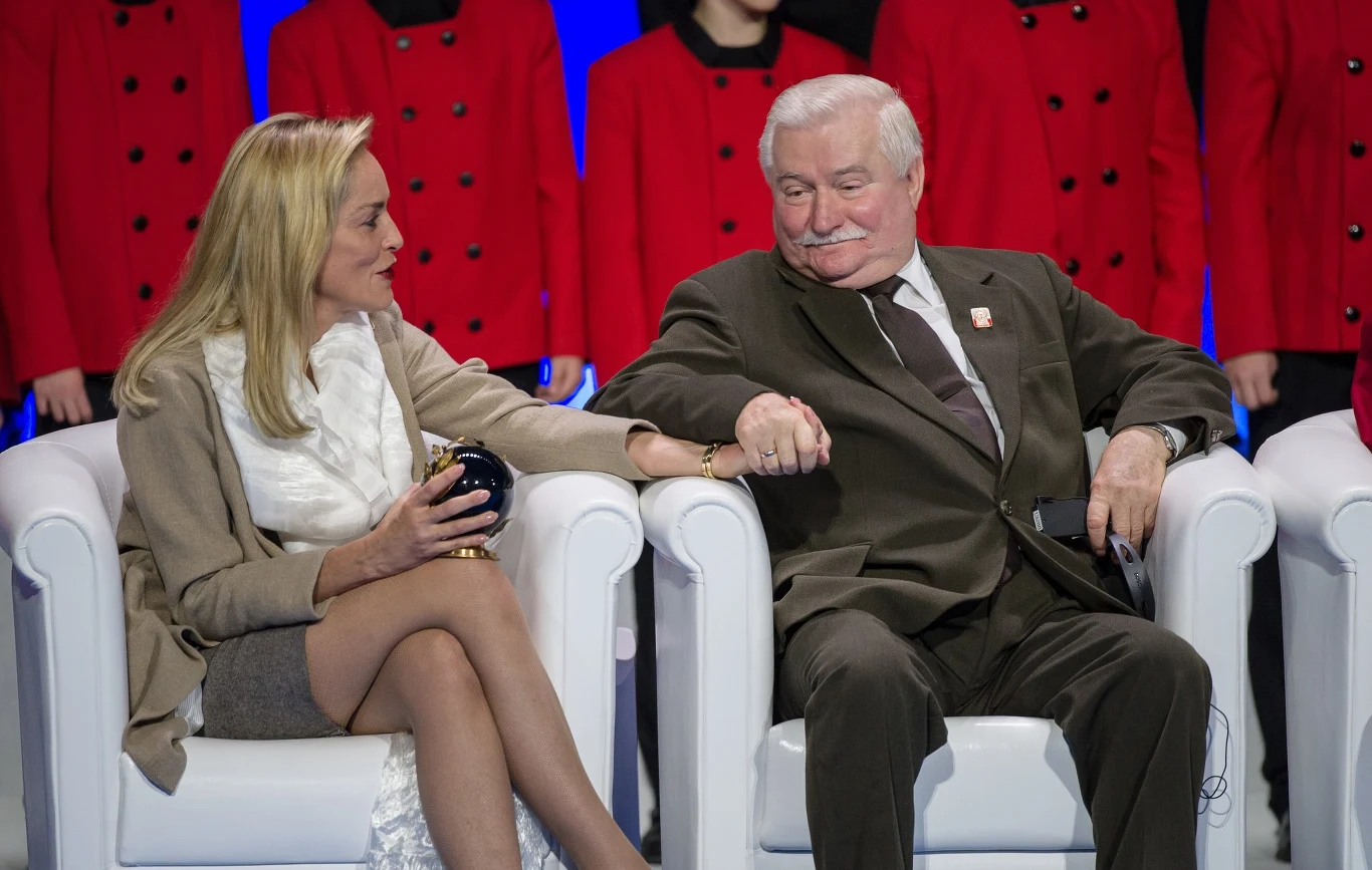 Sharon Stone z Lechem Wałęsą Sharon Stone z Lechem Wałęsą