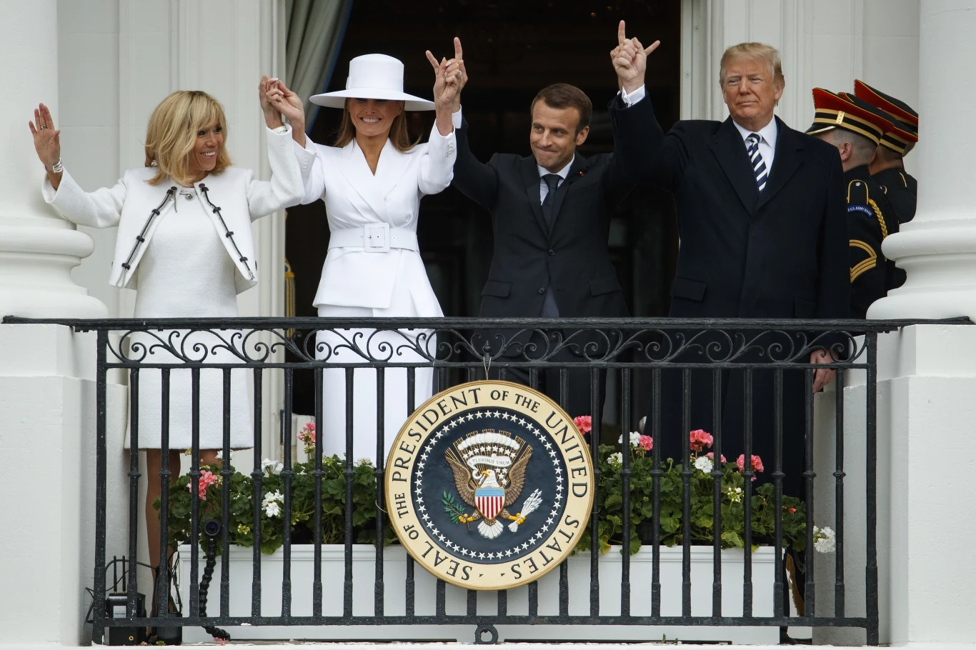 Brigitte Macron, Melania Trump, Emmanuel Macron, Donald Trump