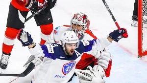 Francuz Damien Fleury cieszy się z gola