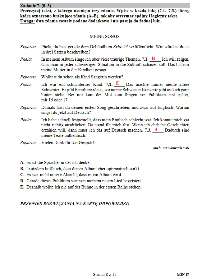 Matura 2018. Język niemiecki poziom podstawowy