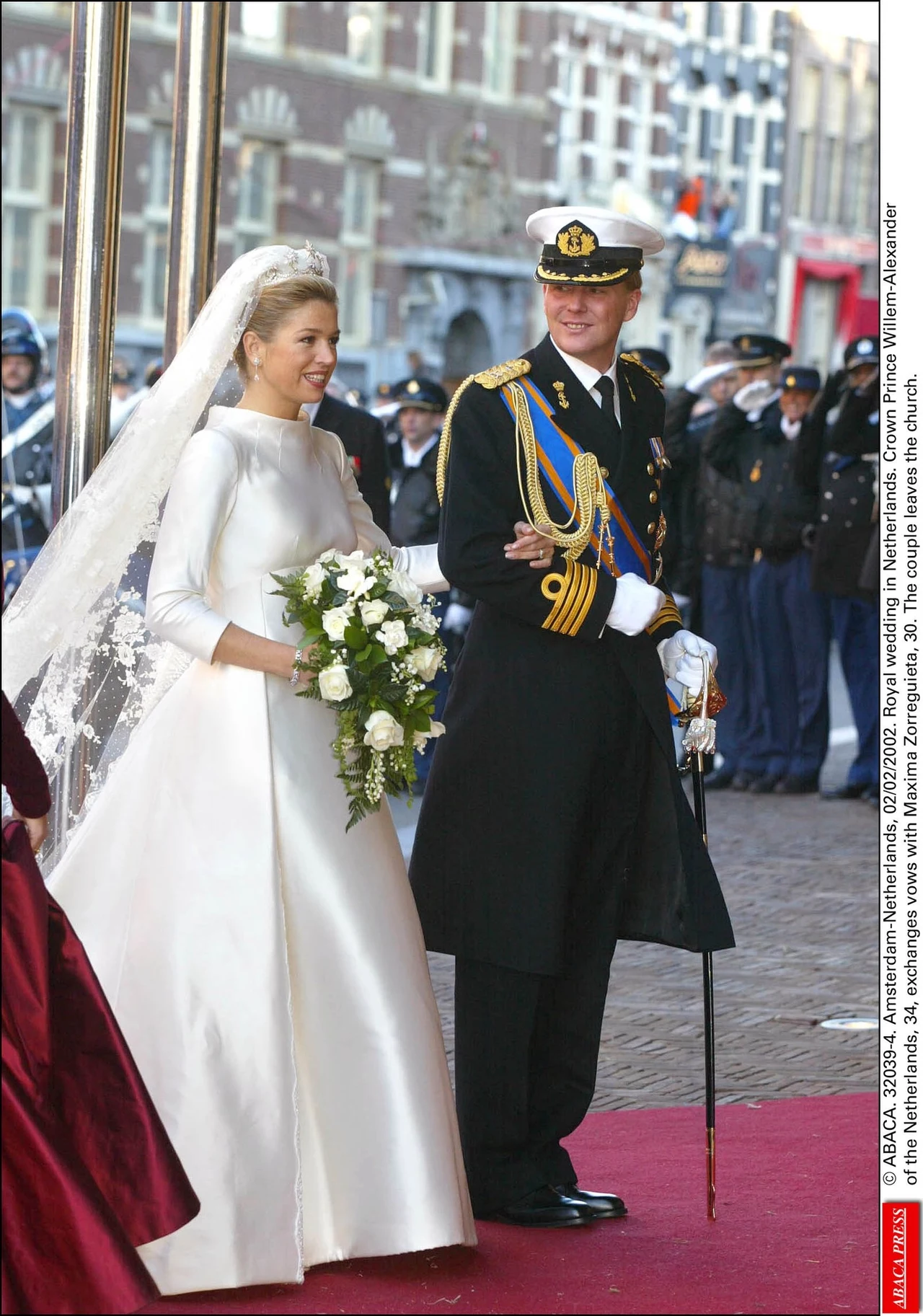 Holenderska para królewska: królowa Maxima i król Willem Alexander w dniu swojego ślubu w 2002 roku Holenderska para królewska: królowa Maxima i król Willem Alexander w dniu swojego ślubu w 2002 roku
