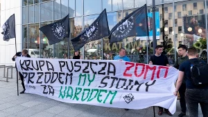 Manifestacja członków Młodzieży Wszechpolskiej i Obozu Narodowo-Radykalnego w Katowicach, zorganizowana pod hasłem "PiS - PO - jedno zło"