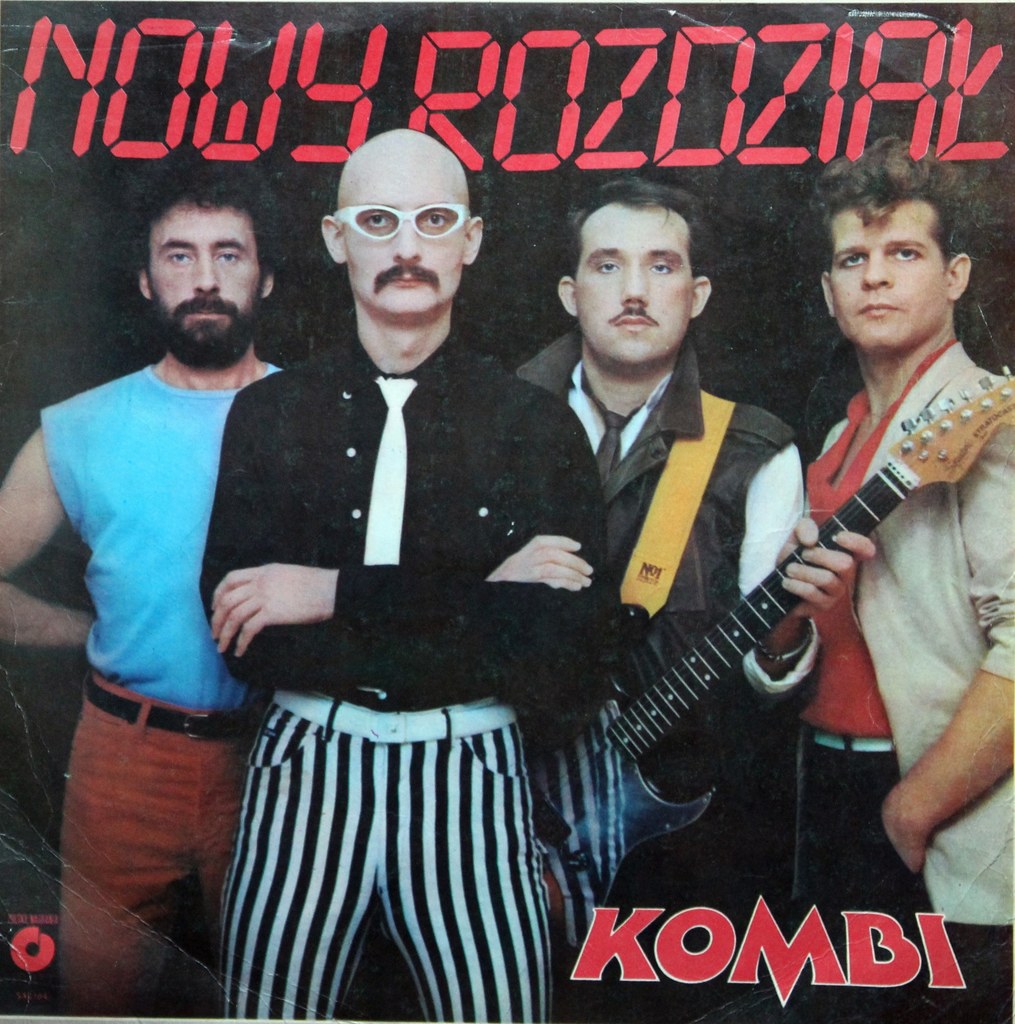 Okładka płyty "Nowy rozdział" Kombi z 1984 r. Od lewej: Jerzy Piotrowski, Sławomir Łosowski, Grzegorz Skawiński i Waldemar Tkaczyk