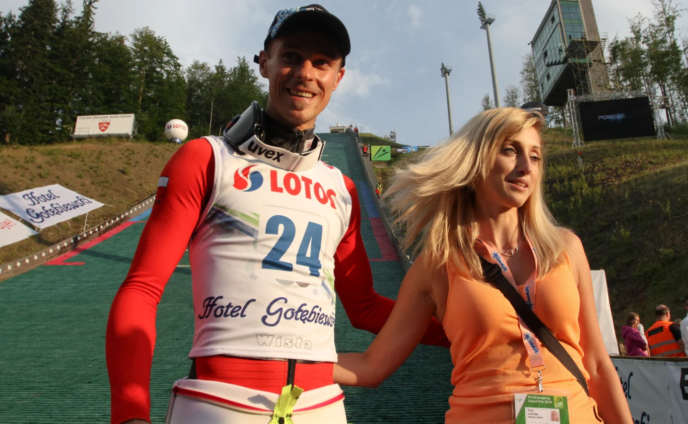 Piotr Żyła z żoną Justyną Piotr Żyła z żoną Justyną