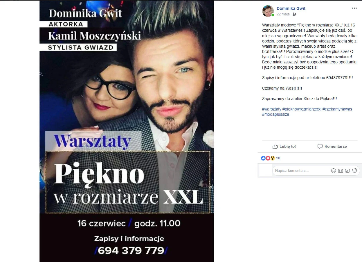 Dominika Gwit zaprasza dziewczyny w rozmiarze XXL na warsztaty Dominika Gwit zaprasza dziewczyny w rozmiarze XXL na warsztaty