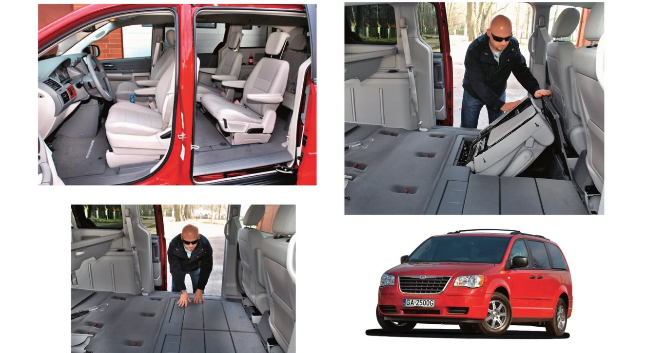 Chrysler Voyager i Toyota Sienna to vany z konfiguracją foteli 2+2+3. Drugi i trzeci rząd chowa się w podłodze.