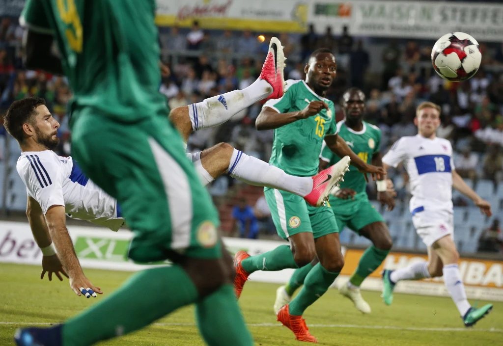 Piłkarze Senegalu w meczu z Luksemburgiem