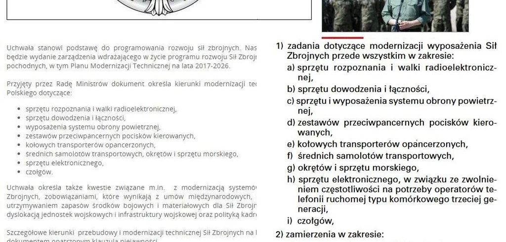 Po lewej "nowa" uchstawa, po prawej fragment Dziennika Ustaw Nr 76 z ustawą „o przebudowie i modernizacji technicznej oraz finansowaniu Sił Zbrojnych Rzeczypospolitej Polskiej w latach 2001—2006”