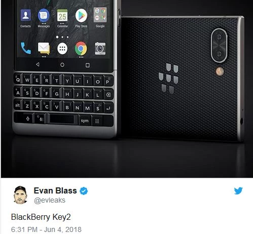 Render BlackBerry Key2 / fot. @Evan Blass