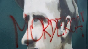 Zdewastowany mural "Łupaszki" w Gdańsku