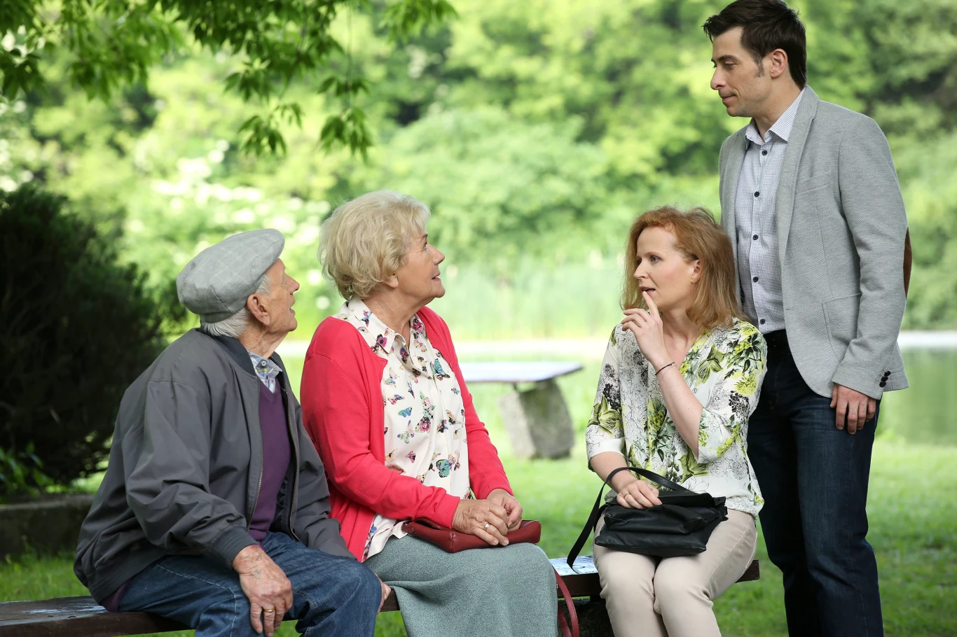 Teresa Lipowska (Barbara) Witold Pyrkosz (Lucjan) Kacper Kuszewski (Marek) Dominika Kluźniak (Ewa) na planie "M jak miłość"