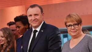 Ilona Łepkowska i Jacek Kurski podczas jubileuszu jednego z seriali scenarzystki