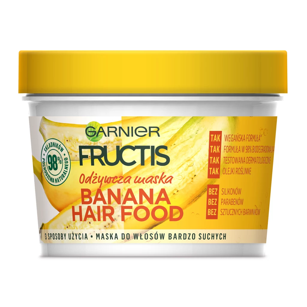 GARNIER FRUCTIS HAIR FOOD BANAN Odżywcza maska do włosów bardzo suchych GARNIER FRUCTIS HAIR FOOD BANAN Odżywcza maska do włosów bardzo suchych