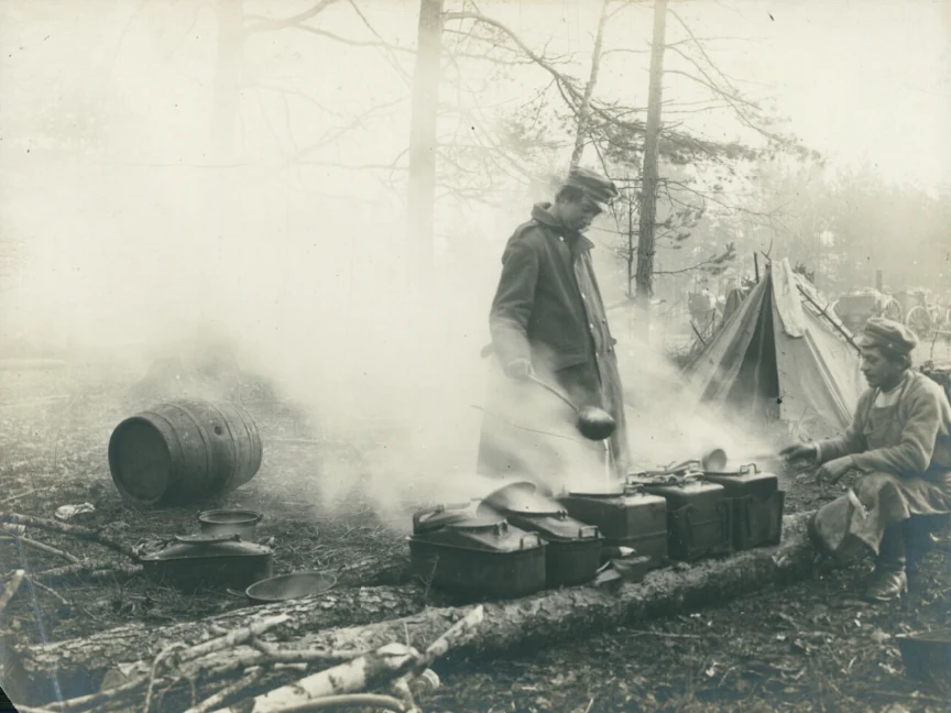 Kuchnia polowa w obozie I Brygady Legionów
