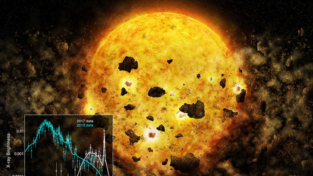 Wizja artystyczna RW Aur A pożerającej planetę