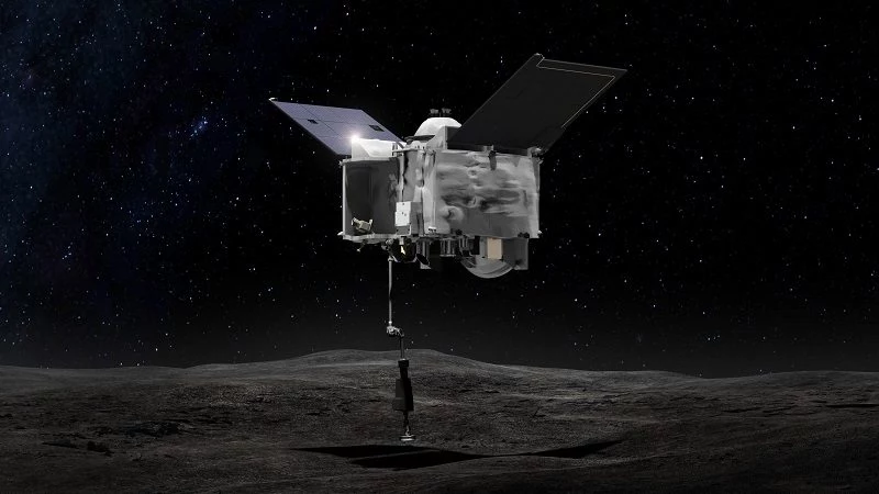 Wizualizacja pobrania próbek przez sondę OSIRIS-REx