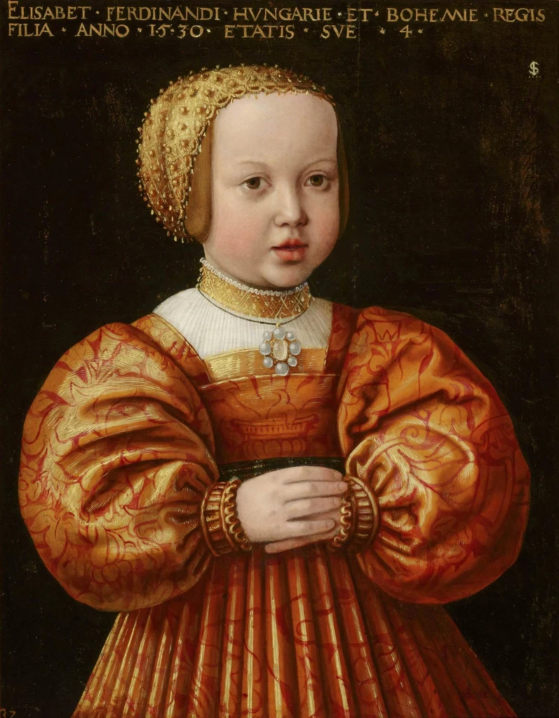 Elżbieta Habsburżanka jako 4-letnie dziecko. Portret pędzla Jakoba Seiseneggera z 1530 roku (domena publiczna)