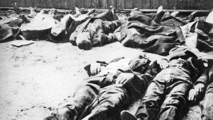 Ciała polskich cywilów zamordowanych przez Niemców w trakcie "rzezi Woli" fot. "Miasto Nieujarzmione", Warszawa: Iskry, 1957.