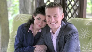 Katarzyna Cichopek i Marcin Mroczek na planie serialu "M jak miłość" (2008)