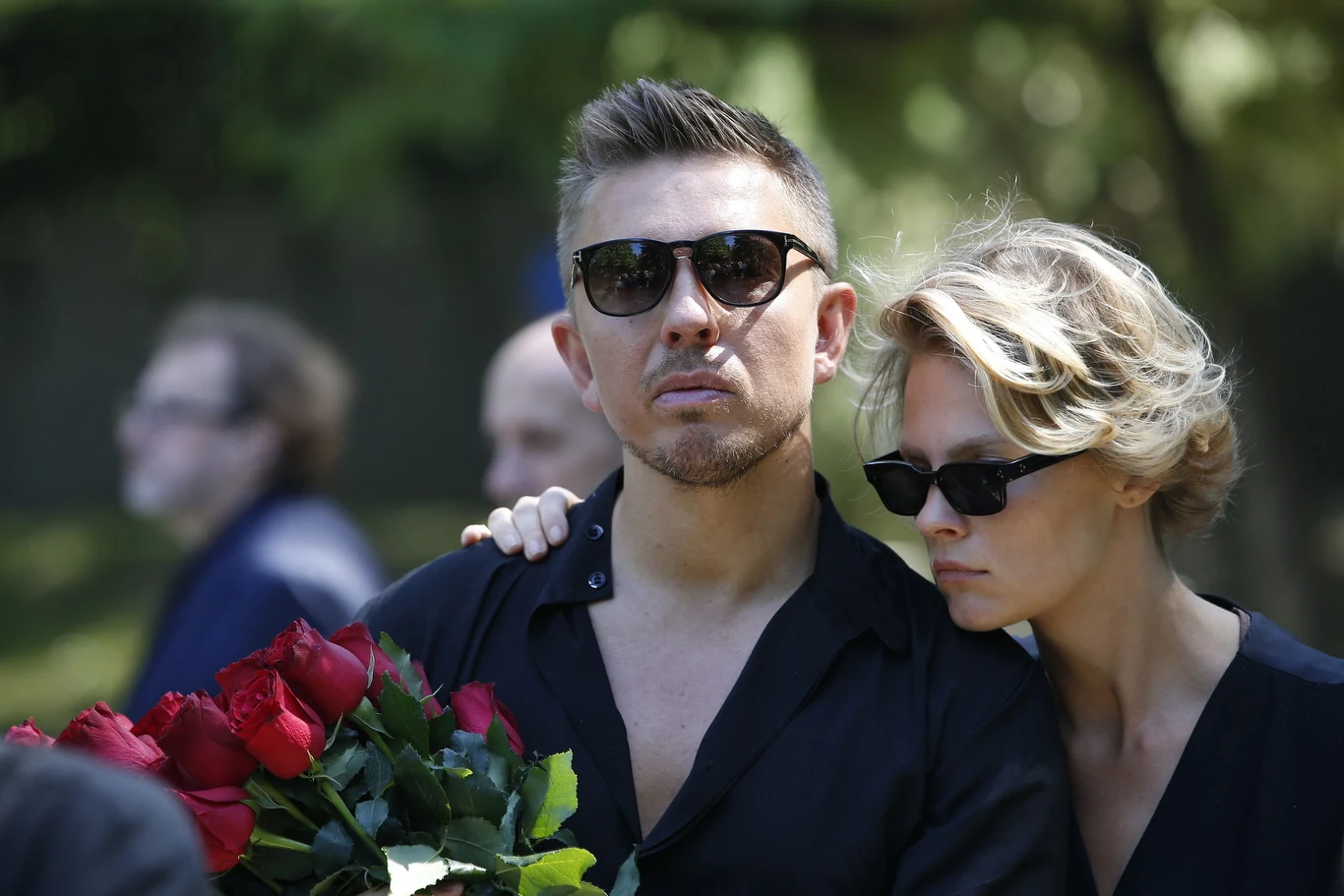 Łukasz Jemioł i Aleksandra Napiórkowska na pogrzebie Kory