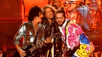 Joe Perry i Steven Tyler z Aerosmith na scenie z Post Malone